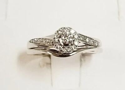 #ad Round Cut Simulated Diamond Wedding Pretty Bridal Ring Set 14K White Gold Plated $189.99