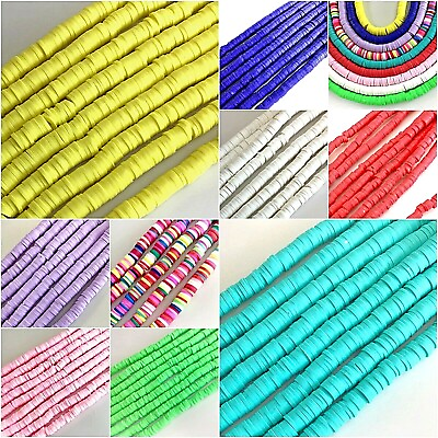 #ad 4mm Soft African Vinyl Clay Heishi Disc Beads Polymer Vinyl Tribal 15quot; strands $3.99