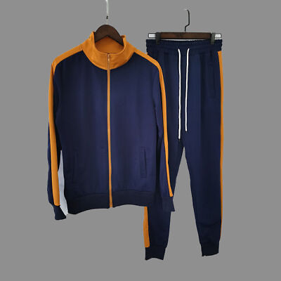 #ad Casual Mens Tracksuit 2 Piece Pant Sweater Jacket Sweatsuit Sport Sweatshirt Set $53.99