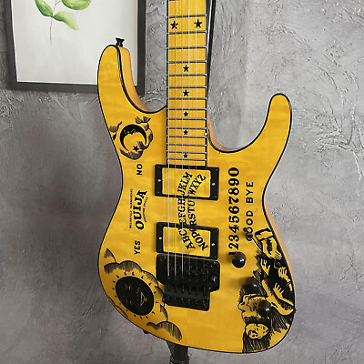 #ad Kirk Hammett Ouija Yellow Handmade Electric Guitar HH Pickup Floyd Rose Bridge $255.93