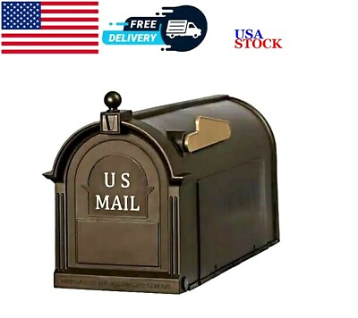 #ad Bronze Post Mount Mailbox Large Keeps Mail Dry Heavy Duty for Rural $27.52