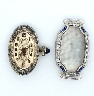 #ad Art Deco Platinum Diamond amp; Sapphire Watch Case 3.9 Grams $249.00