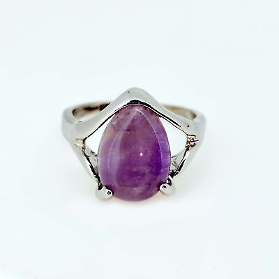 #ad Natural Amethyst 15X10 MM 925 Sterling Silver Plated Handmade Ring Size 9 $32.49