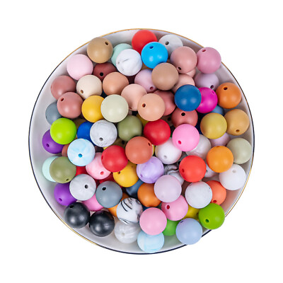 #ad 100 pieces of silicone bead color circular loose bead handmade bead accessories $6.99