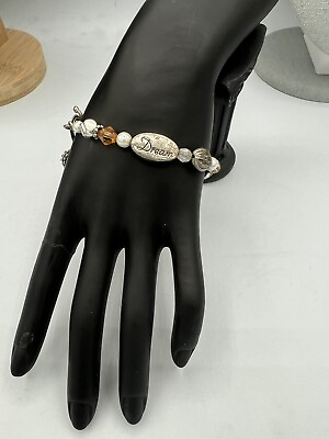 #ad Dream Believe Achieve Silver Tone Heart Charm Ladies Bracelet 8” $15.00