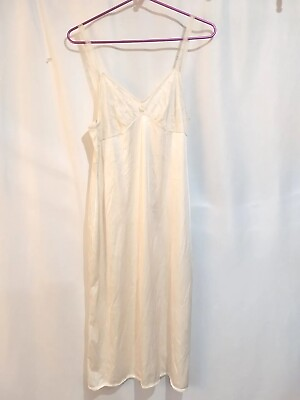 #ad Womens Vintage Off White Slip Dress Nightgown Lace Straps Sexy Retro Rockabilly $23.45