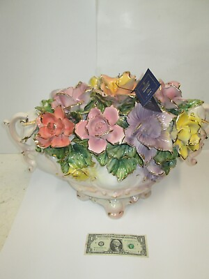 #ad Capodimonte Giant Flower Centerpiece with 24K Gold Trim 22quot; Wide x 15quot; Tall $600.00