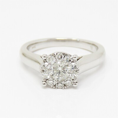 #ad NYJEWEL 14k White Gold 1ct Diamond Ring Center Diamond 0.65ct $1199.00