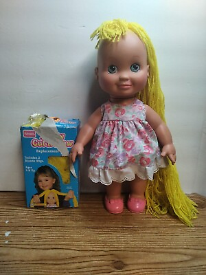 #ad Vintage Pretty Cut N Grow Doll Playskool 1990 Blonde 13.5” With Replacement Wig $40.00