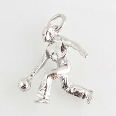 #ad Bowler Charm Sterling Silver Sports Bowling $9.99