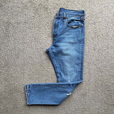 #ad Levi Jeans Mens 32x30 501 Blue Light Wash Denim Button Fly Straight Leg $25.95