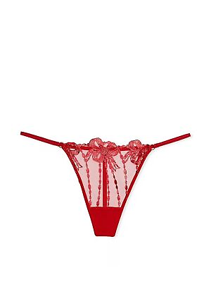 #ad #ad Victoria#x27;s Secret Bow Embroidery Mesh V String Panty Color Red NWT $25.99