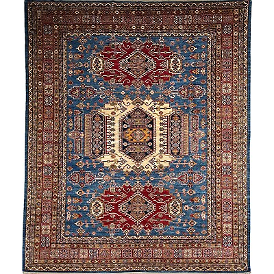 #ad Handmade 10#x27; x 14#x27; Blue Kazak Afghan Tribal Wool Large Area Rug $3146.25