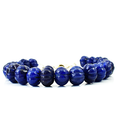 #ad 235.00 Cts Earth Mined 8 Inches Long Sapphire Carved Beads Bracelet NK 48E197 $58.00