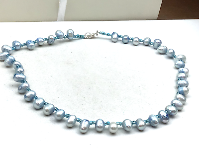 #ad #ad Sterling Necklace 925 Silver Freshwater Pearl Baby Blue Shimmer cHOKER NO OFFERS $10.00