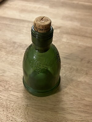 #ad Vintage Wine World Bottle 1976 Green Miniature Paneled Grape Design with Cork $10.00