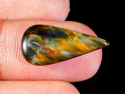 #ad 5.CT TOP QUALITY NATURAL BLUE FIRE PIETERSITE PEAR LOOSE CABOCHON GEMSTONE EY337 $7.49