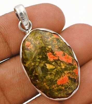 #ad Natural Unakite 925 Solid Sterling Silver Pendant ED18 2 $32.99