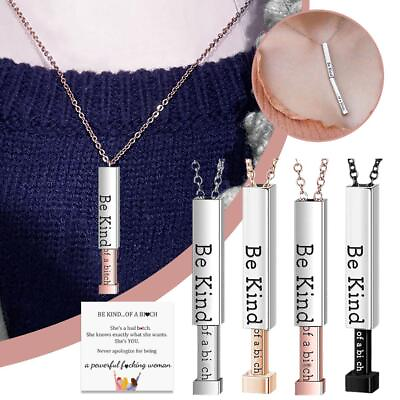 #ad Be Kind Of A Bitch 3D Engraving Vertical Bar Necklace Stainless Steel Necklace $3.47