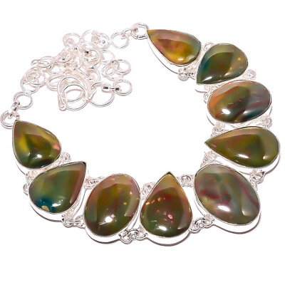 #ad Natural Bloodstone 925 Sterling Silver Plated Handmade Necklace 17.99quot; TN7524 51 $34.65