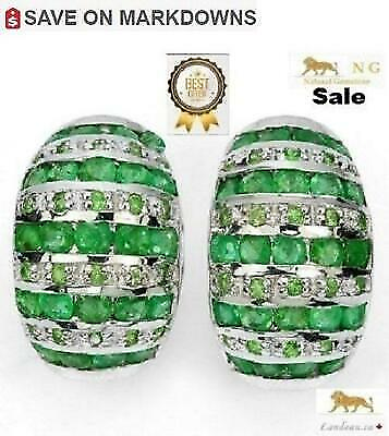 #ad 2.64 ct natural gems multi stones emerald gold on s. sterling earrings $95.40