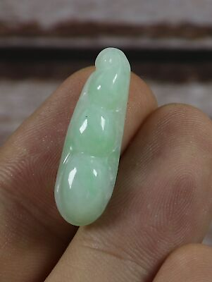#ad Cert#x27;d Light Green 100% Natural A Jadeite Jade Pendant Pods 豆荚 3534 $12.80