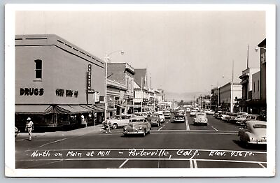 #ad Porterville CA North On Main Street At Mill Crystal Theatre Ken#x27;s Cars 1957 RPPC $32.00