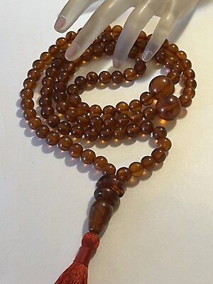 #ad Genuine Natural Baltic Amber Inclusions Fossil Prayer Beads Faturan Islamic 39g $555.00