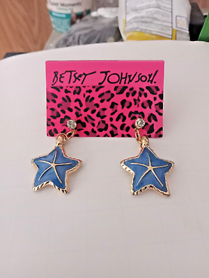 #ad Betsey Johnson Cute Blue Enamel Ocean Starfish Women Stud Earring with gift bag $15.99
