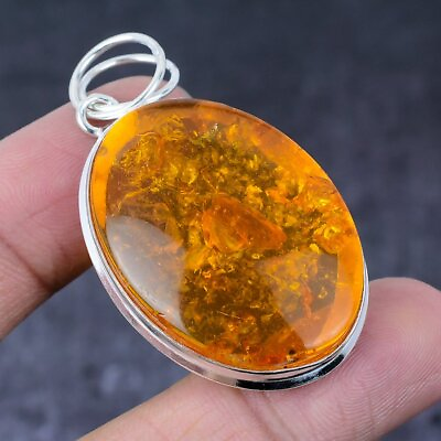 #ad Baltic Amber Gemstone Handmade 925 Sterling Silver Jewelry Pendant 2.21quot; k643 $10.99