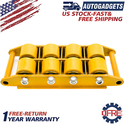 #ad 12T Yellow PU 360° Dolly Skate Machinery Roller Heavy Duty Cargo Trolley Casters $88.48