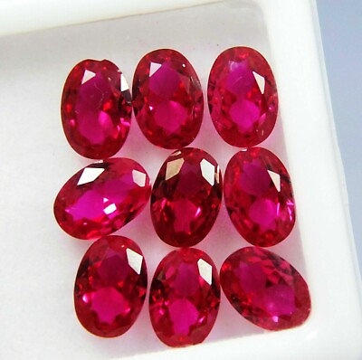 #ad 9 pcs Natural Red Ruby Loose Gemstone CERTIFIED Oval Shape 7x5 mm Lot $9.09