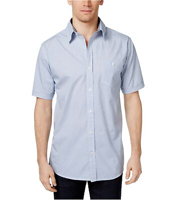 #ad Weatherproof Mens Diamonds In The Rough Button Up Shirt Blue Large $28.22