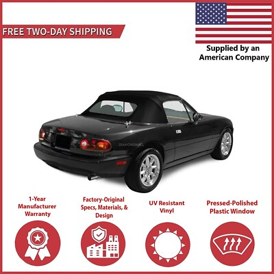 #ad #ad 1990 05 Mazda Miata Convertible Soft Top w DOT Approved Plastic Window Black $143.10