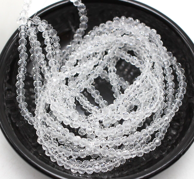 #ad 200 Pcs Crystal Glass 3mm Faceted Round Beads Clear Craft Jewelry Making $2.69