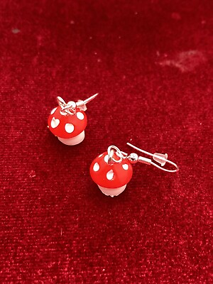 #ad Red Mushroom Earrings $5.00