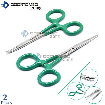 #ad ODM 2 Mosquito Forceps StraightCurved 5quot; Green Dep Instruments $9.05