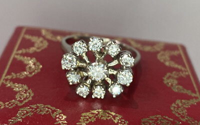 #ad 14k White Gold Ct Diamond VS Antique Edwardian Art Deco Pave 585 Wedding Ring 8 $797.50
