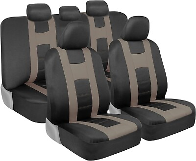 #ad Daul Color Beige Full Set Seat Cover Breathable Fits Sedan Van SUV Truck $75.00