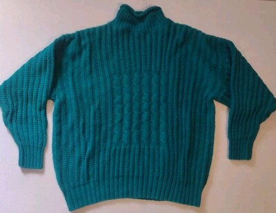 #ad Vtg Autograph Women#x27;s Sweater Jumper Cable Knit Ramie Cotton Roll Neck Pullover $27.00