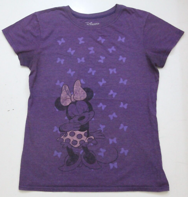 #ad Large Disney Minnie Mouse Purple Graphic T Shirt Cotton Poly Short Sleeve 1 756 $7.98