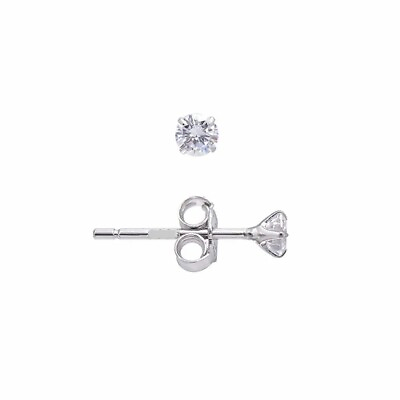 #ad 2mm Genuine Round Diamond Stud Earrings in 14k White gold Butterfly backings $99.99