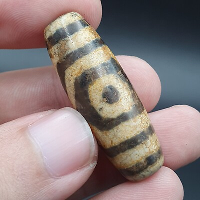 #ad Antique Himalayan Indo Tibetan Old Agate Pure 3 Eyes Powerful Dzi Amulet Bead $180.00
