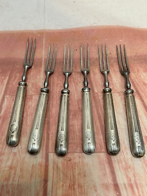 #ad Vintage Set of 6 Seafood Cocktail Forks Coope Ind Hotels England Silver Plated? $29.88