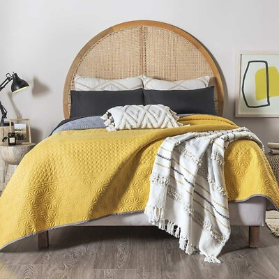 #ad BEDDING COMFORTER NOVO QUEEN SIZE BED FULL SIZE BED MUSTARD YELLOW VIANNEY $24.90