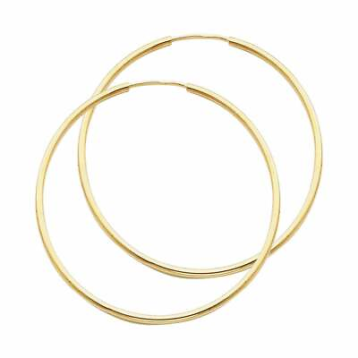 #ad 14k High Polished Yellow Gold 1 x 50 mm Round Tube Endless Hoop Earrings $169.99