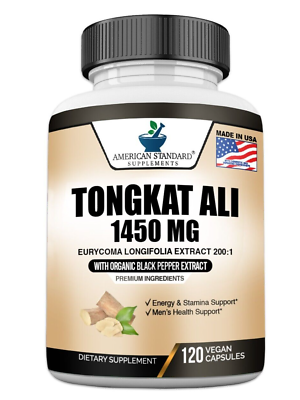 #ad Tongkat Al Extract 200:1 Longjack 1450mg Per Serving 120 Veg Capsules $19.99