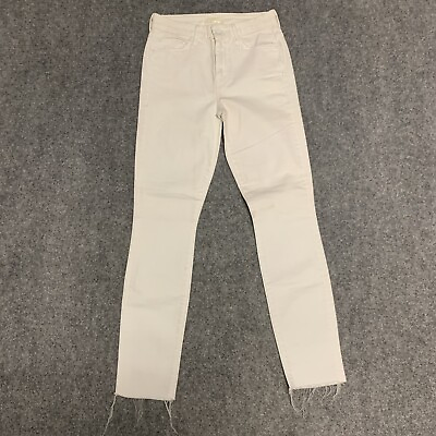 #ad Mother White High Waisted Looker Ankle Fray Skinny Jeans in Stayin Alive Size 25 $58.88