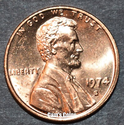 #ad 1974 S Lincoln Memorial Penny Brilliant Uncirculated BU Cent $2.59