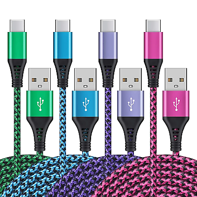 #ad Set of 4 USB Type C to USB A Cables 6ft 3A Fast Charging Durable Braided C $17.39